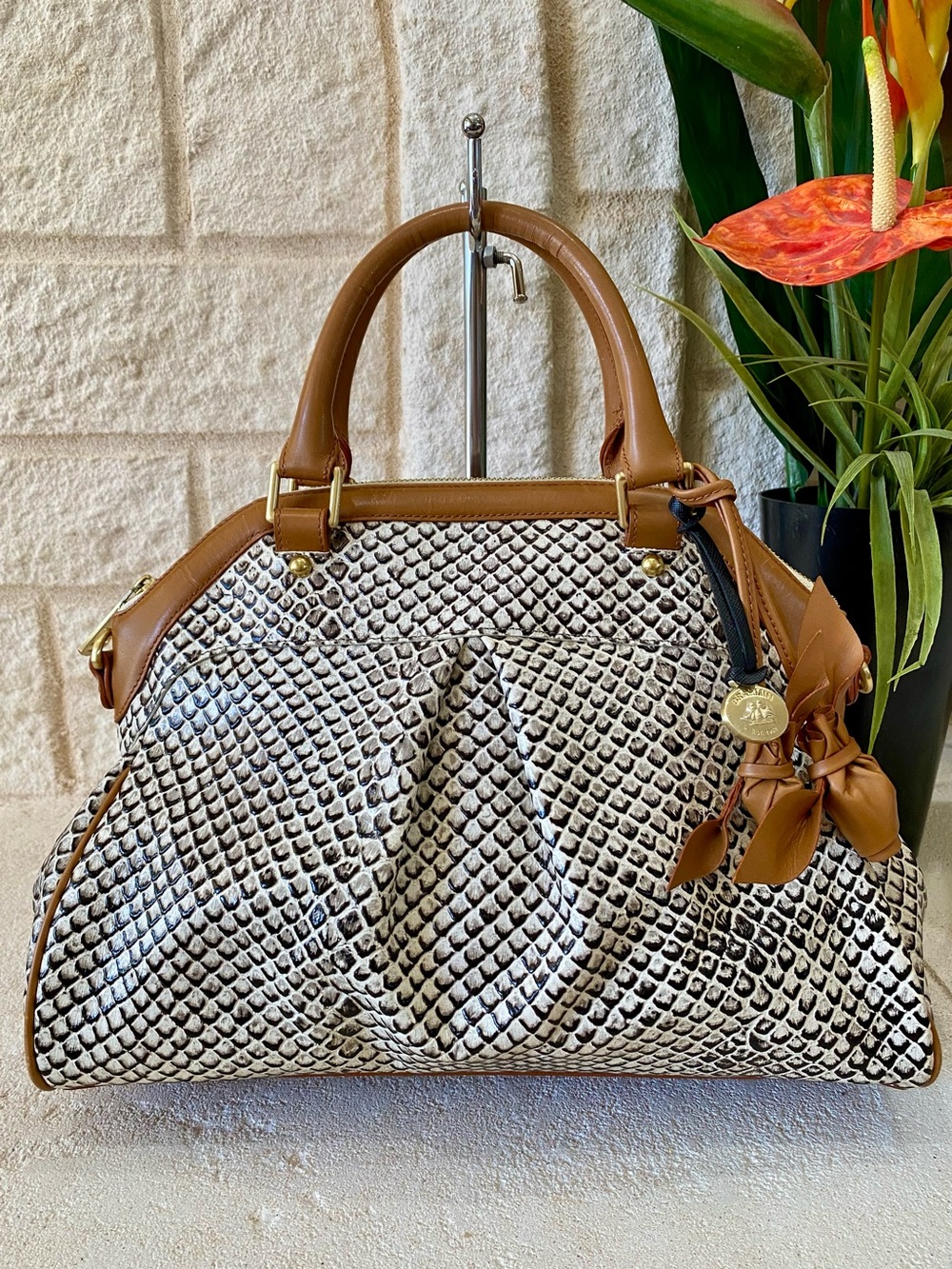 BLACK JAVA-LOUISE ROSE Brahmin Satchel - Picture 3 of 15